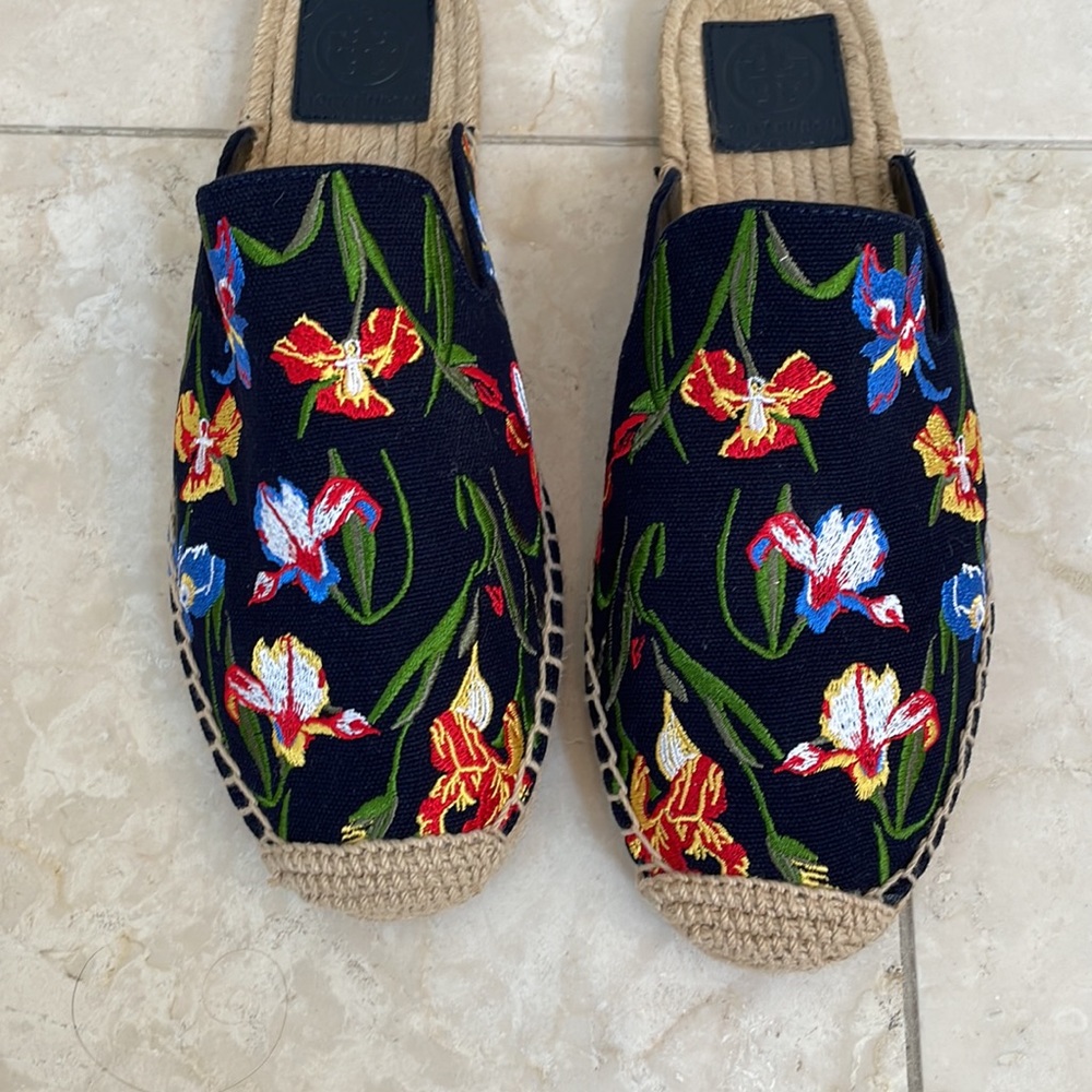 TORY BURCH - NAVY SLIDE ESPADRILLES